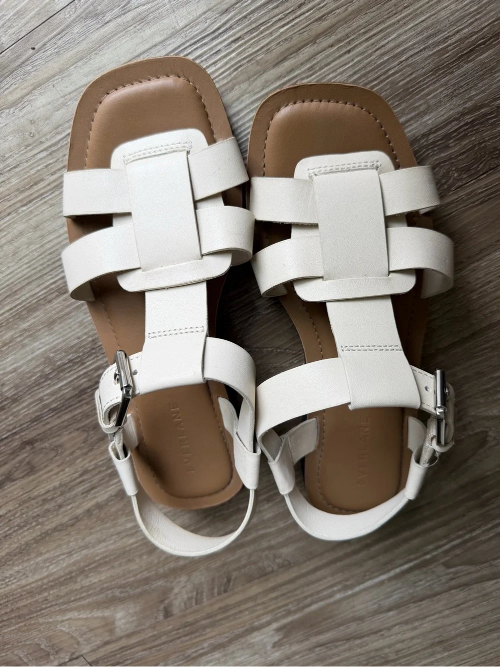 Everlane White Learher Fisherman Sandals Size: 7